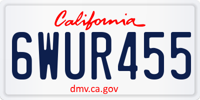 CA license plate 6WUR455