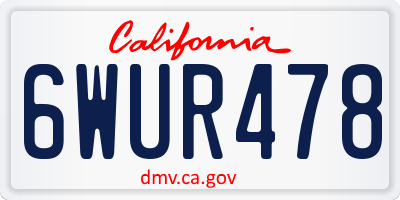 CA license plate 6WUR478