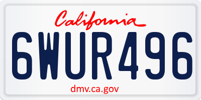 CA license plate 6WUR496
