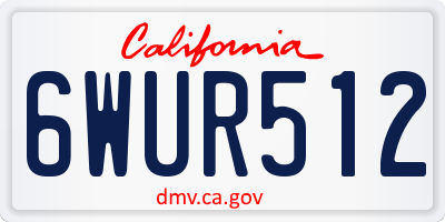 CA license plate 6WUR512