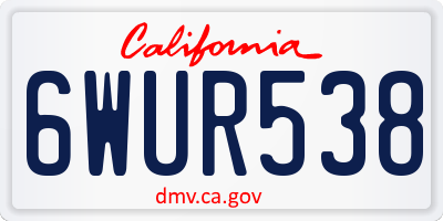 CA license plate 6WUR538