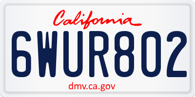 CA license plate 6WUR802