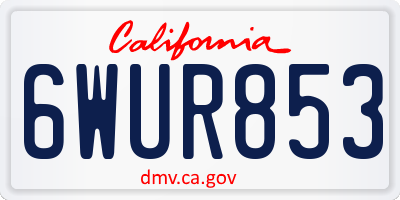 CA license plate 6WUR853