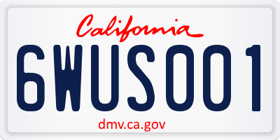 CA license plate 6WUS001