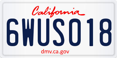 CA license plate 6WUS018