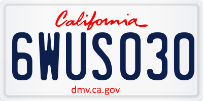 CA license plate 6WUS030