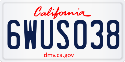 CA license plate 6WUS038