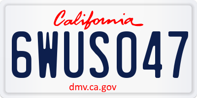 CA license plate 6WUS047