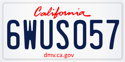 CA license plate 6WUS057