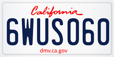 CA license plate 6WUS060