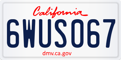CA license plate 6WUS067