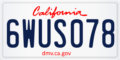 CA license plate 6WUS078
