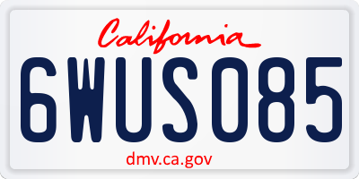 CA license plate 6WUS085