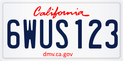 CA license plate 6WUS123