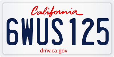 CA license plate 6WUS125