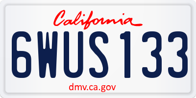CA license plate 6WUS133