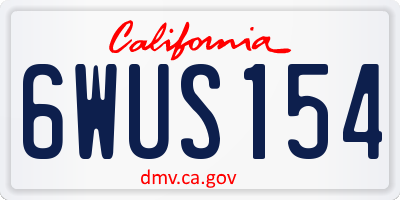 CA license plate 6WUS154
