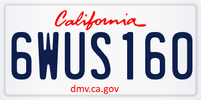 CA license plate 6WUS160