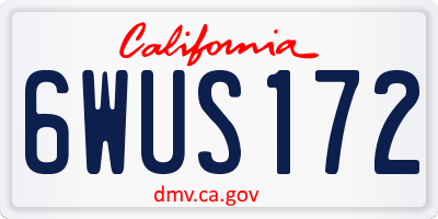 CA license plate 6WUS172