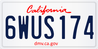 CA license plate 6WUS174