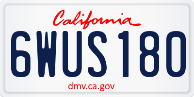CA license plate 6WUS180