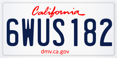 CA license plate 6WUS182