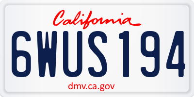 CA license plate 6WUS194