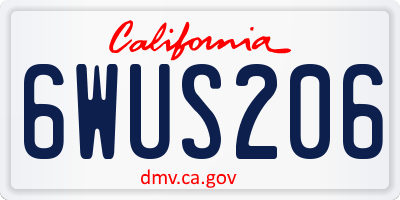 CA license plate 6WUS206