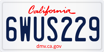 CA license plate 6WUS229