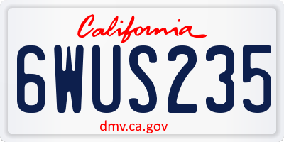 CA license plate 6WUS235