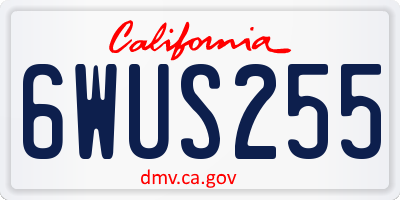 CA license plate 6WUS255