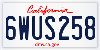 CA license plate 6WUS258
