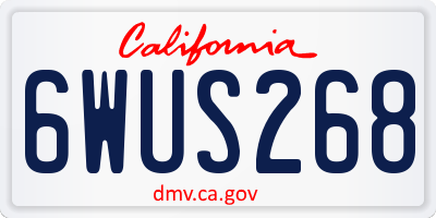 CA license plate 6WUS268
