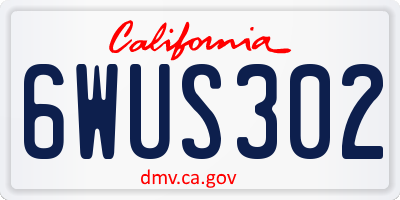 CA license plate 6WUS302