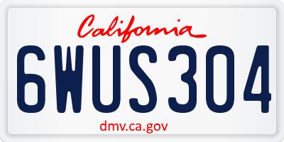 CA license plate 6WUS304