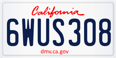 CA license plate 6WUS308