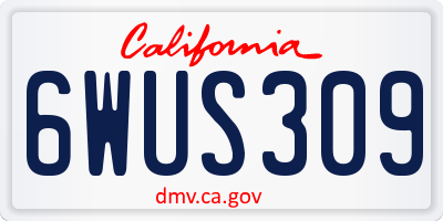 CA license plate 6WUS309