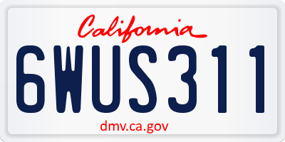 CA license plate 6WUS311
