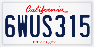 CA license plate 6WUS315