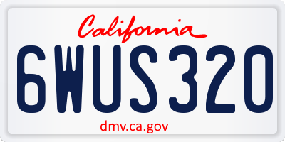 CA license plate 6WUS320