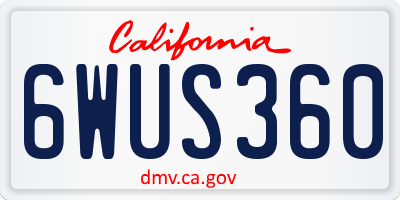 CA license plate 6WUS360