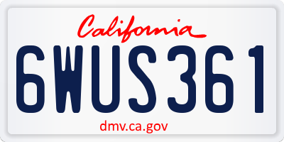 CA license plate 6WUS361