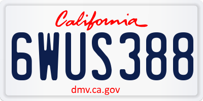 CA license plate 6WUS388