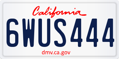 CA license plate 6WUS444