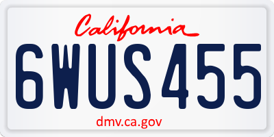 CA license plate 6WUS455