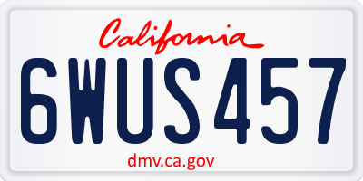 CA license plate 6WUS457
