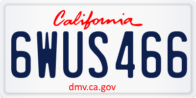 CA license plate 6WUS466