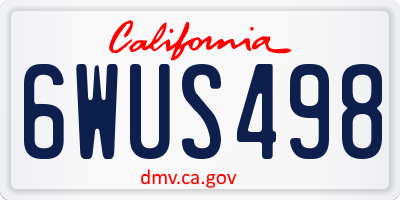 CA license plate 6WUS498