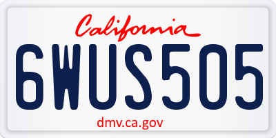 CA license plate 6WUS505