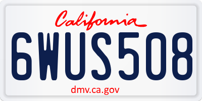 CA license plate 6WUS508